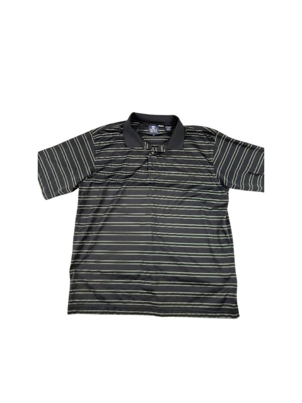 Pebble Beach Mens Golf Polo Shirt Black XL Short Sleeve Striped Collared